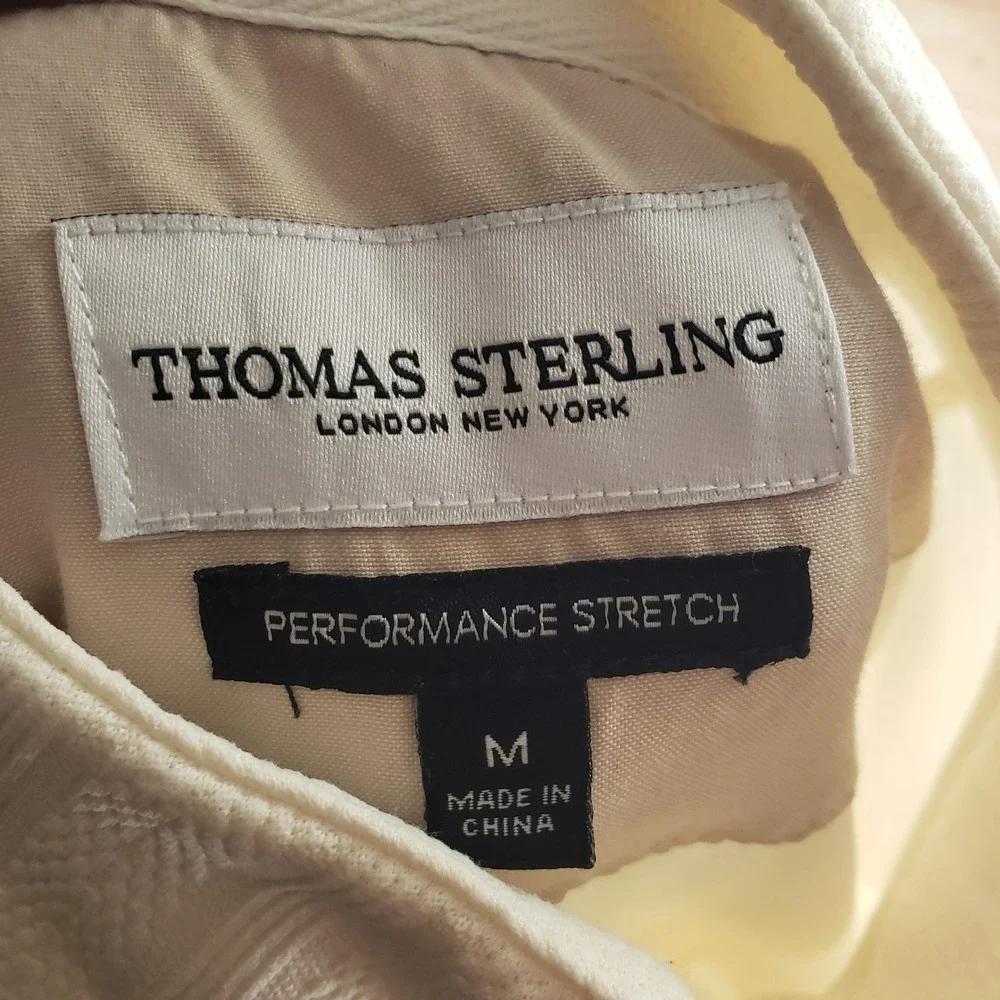 Thomas Sterling Mens Quarter Zip Pullover Mens M Cream White Performance Stretch